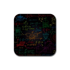 Mathematical-colorful-formulas-drawn-by-hand-black-chalkboard Rubber Coaster (square) by Simbadda