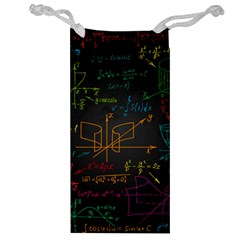 Mathematical-colorful-formulas-drawn-by-hand-black-chalkboard Jewelry Bag by Simbadda