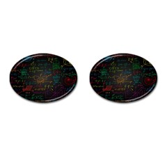 Mathematical-colorful-formulas-drawn-by-hand-black-chalkboard Cufflinks (oval) by Simbadda