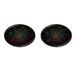 Mathematical-colorful-formulas-drawn-by-hand-black-chalkboard Cufflinks (Oval) Front(Pair)