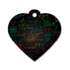 Mathematical-colorful-formulas-drawn-by-hand-black-chalkboard Dog Tag Heart (one Side) by Simbadda