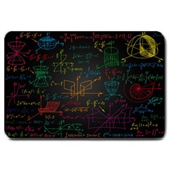 Mathematical-colorful-formulas-drawn-by-hand-black-chalkboard Large Doormat by Simbadda