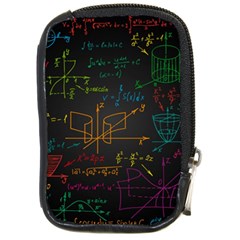 Mathematical-colorful-formulas-drawn-by-hand-black-chalkboard Compact Camera Leather Case by Simbadda