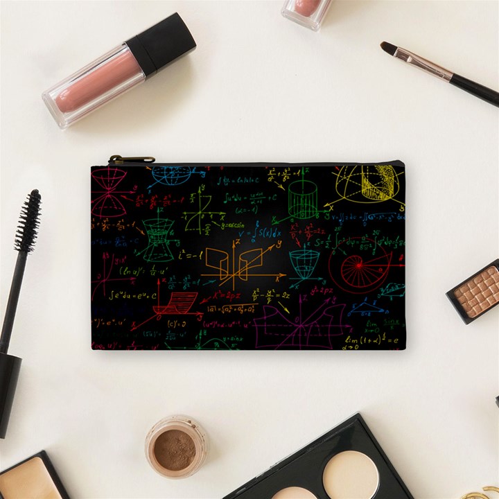 Mathematical-colorful-formulas-drawn-by-hand-black-chalkboard Cosmetic Bag (Small)