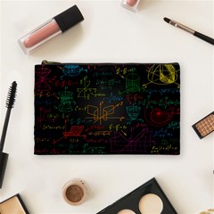 Mathematical-colorful-formulas-drawn-by-hand-black-chalkboard Cosmetic Bag (medium) by Simbadda