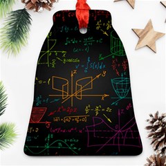 Mathematical-colorful-formulas-drawn-by-hand-black-chalkboard Ornament (bell) by Simbadda