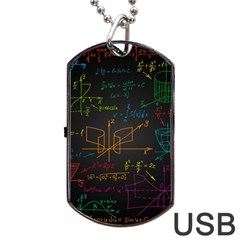 Mathematical-colorful-formulas-drawn-by-hand-black-chalkboard Dog Tag Usb Flash (one Side) by Simbadda