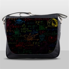 Mathematical-colorful-formulas-drawn-by-hand-black-chalkboard Messenger Bag by Simbadda