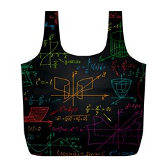 Mathematical-colorful-formulas-drawn-by-hand-black-chalkboard Full Print Recycle Bag (l) by Simbadda