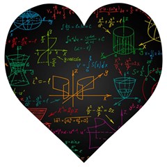 Mathematical-colorful-formulas-drawn-by-hand-black-chalkboard Wooden Puzzle Heart by Simbadda