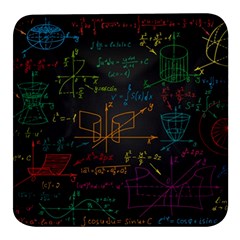 Mathematical-colorful-formulas-drawn-by-hand-black-chalkboard Square Glass Fridge Magnet (4 Pack) by Simbadda