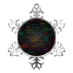 Mathematical-colorful-formulas-drawn-by-hand-black-chalkboard Metal Small Snowflake Ornament by Simbadda