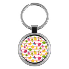 Tropical-fruits-berries-seamless-pattern Key Chain (round) by Simbadda