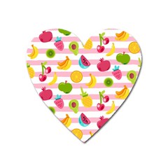 Tropical-fruits-berries-seamless-pattern Heart Magnet by Simbadda