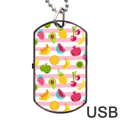 Tropical-fruits-berries-seamless-pattern Dog Tag Usb Flash (two Sides) by Simbadda