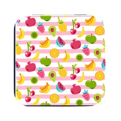 Tropical-fruits-berries-seamless-pattern Square Metal Box (black) by Simbadda