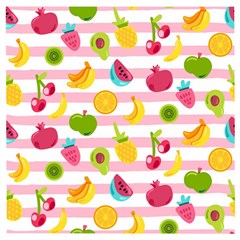 Tropical-fruits-berries-seamless-pattern Wooden Puzzle Square by Simbadda