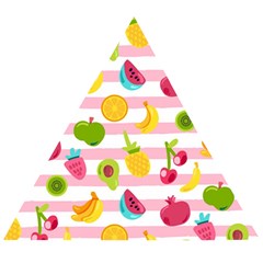 Tropical-fruits-berries-seamless-pattern Wooden Puzzle Triangle by Simbadda