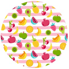 Tropical-fruits-berries-seamless-pattern Wooden Bottle Opener (round) by Simbadda