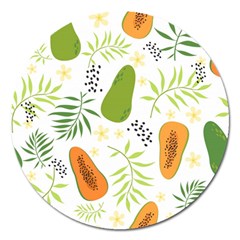 Seamless-tropical-pattern-with-papaya Magnet 5  (round) by Simbadda