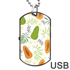 Seamless-tropical-pattern-with-papaya Dog Tag Usb Flash (two Sides) by Simbadda