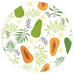 Seamless-tropical-pattern-with-papaya Round Trivet by Simbadda