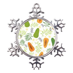 Seamless-tropical-pattern-with-papaya Metal Large Snowflake Ornament by Simbadda