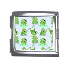 Cute-green-frogs-seamless-pattern Mega Link Italian Charm (18mm) by Simbadda