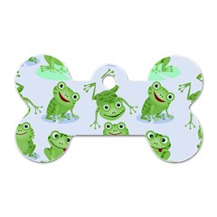 Cute-green-frogs-seamless-pattern Dog Tag Bone (one Side) by Simbadda