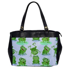 Cute-green-frogs-seamless-pattern Oversize Office Handbag