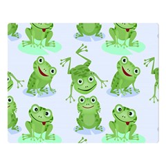 Cute-green-frogs-seamless-pattern Two Sides Premium Plush Fleece Blanket (large) by Simbadda