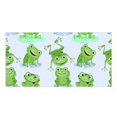 Cute-green-frogs-seamless-pattern Satin Shawl 45  X 80  by Simbadda