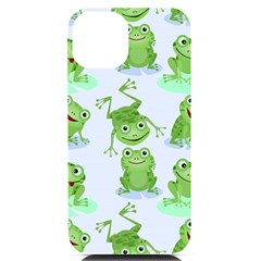 Cute-green-frogs-seamless-pattern Iphone 14 Black Uv Print Case