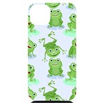 Cute-green-frogs-seamless-pattern iPhone 14 Plus Black UV Print Case Front