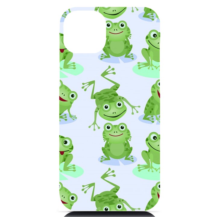 Cute-green-frogs-seamless-pattern iPhone 14 Plus Black UV Print Case