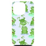 Cute-green-frogs-seamless-pattern iPhone 14 Pro Black UV Print Case Front