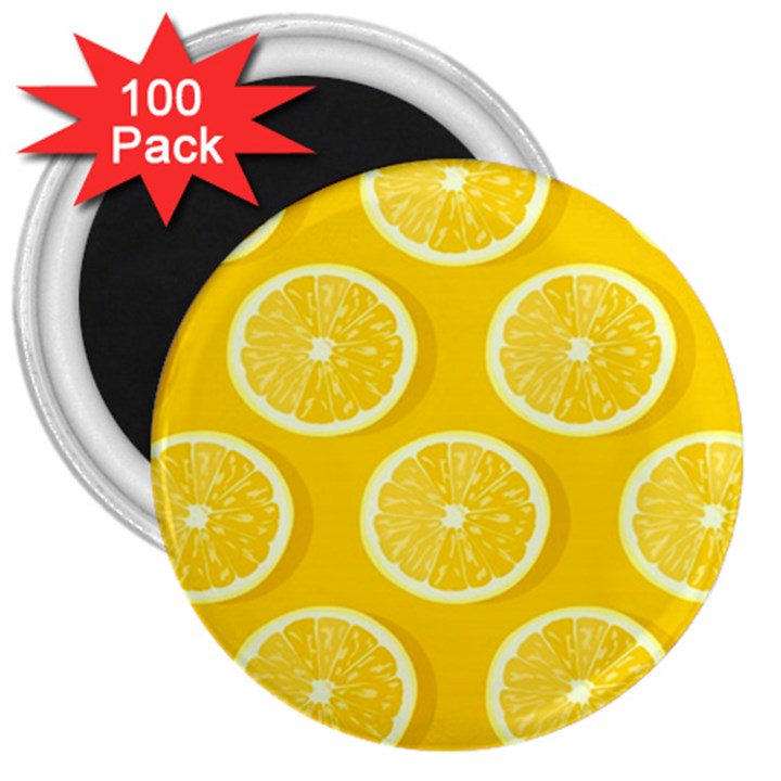 Lemon-fruits-slice-seamless-pattern 3  Magnets (100 pack)