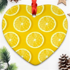 Lemon-fruits-slice-seamless-pattern Heart Ornament (two Sides) by Simbadda