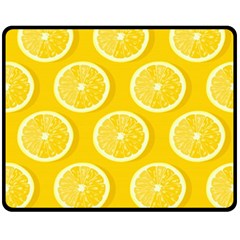 Lemon-fruits-slice-seamless-pattern Fleece Blanket (medium) by Simbadda