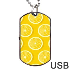 Lemon-fruits-slice-seamless-pattern Dog Tag Usb Flash (two Sides) by Simbadda