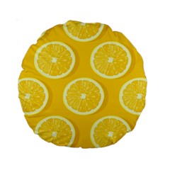 Lemon-fruits-slice-seamless-pattern Standard 15  Premium Round Cushions by Simbadda