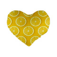 Lemon-fruits-slice-seamless-pattern Standard 16  Premium Flano Heart Shape Cushions by Simbadda