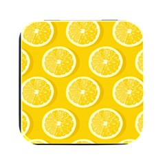 Lemon-fruits-slice-seamless-pattern Square Metal Box (black)