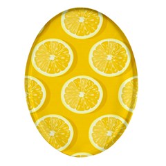 Lemon-fruits-slice-seamless-pattern Oval Glass Fridge Magnet (4 Pack) by Simbadda