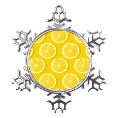 Lemon-fruits-slice-seamless-pattern Metal Large Snowflake Ornament by Simbadda