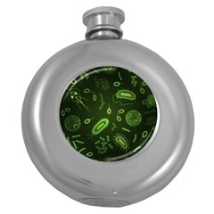 Bacteria-virus-seamless-pattern-inversion Round Hip Flask (5 Oz) by Simbadda