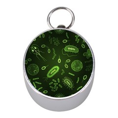 Bacteria-virus-seamless-pattern-inversion Mini Silver Compasses by Simbadda