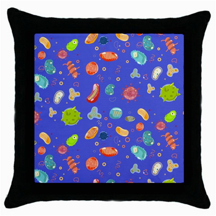 Virus-seamless-pattern Throw Pillow Case (Black)