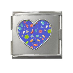 Virus-seamless-pattern Mega Link Heart Italian Charm (18mm) by Simbadda