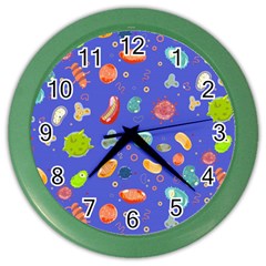 Virus-seamless-pattern Color Wall Clock by Simbadda